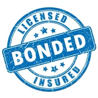 A blue seal that says licensed insured and bonded.