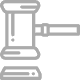 Gray gavel icon on black background.