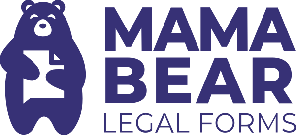 A black and purple logo for the mama bear legal foundation.