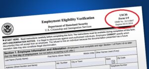 A close up of an employment eligibility verification form.